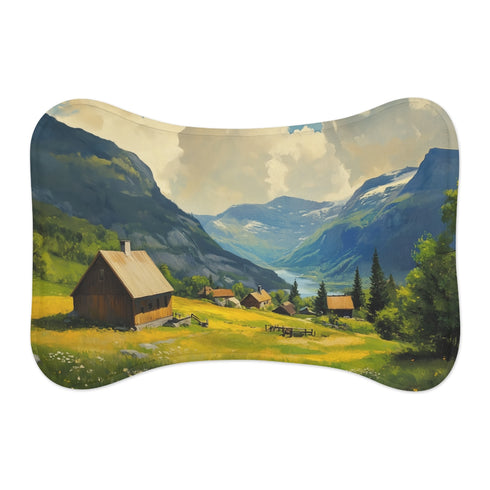 "Norwegian Countryside Pet Mat: Serene Scandinavian Beauty"