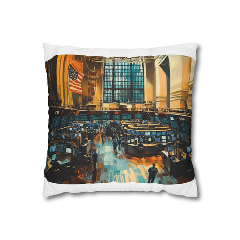 "NY Stock Exchange Pillowcase: Trading Floor Masterpiece"