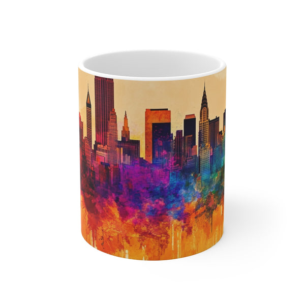 "NYC Skyline Coffee Mug: Urban Charm at Sunrise"