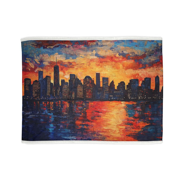 "NYC Skyline Sunset Bed Cover"