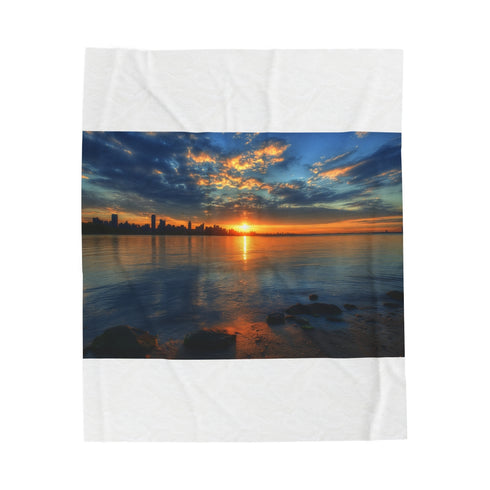 "NYC Skyline Sunset Plush Blanket"