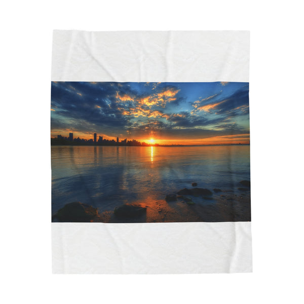 "NYC Skyline Sunset Plush Blanket"