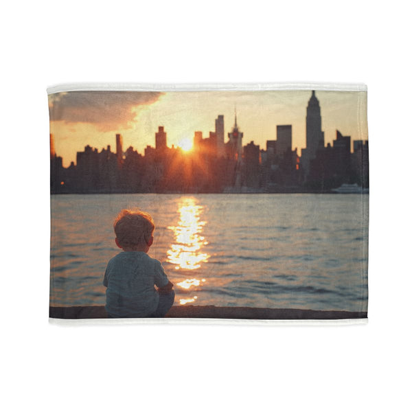 "NYC Sunset Skyline Bed Cover"