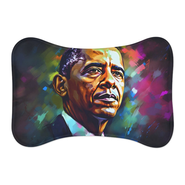 "Obama Neon Pet Mat: Stylish Watercolor Design"