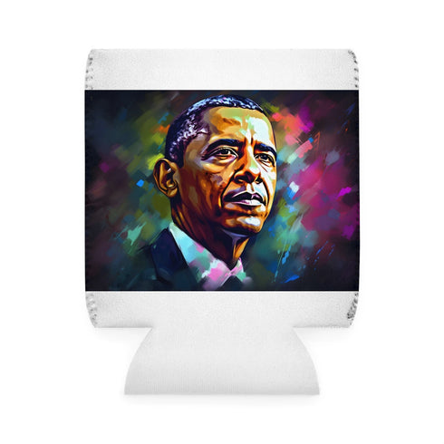 Obama Neon Watercolor Can Cooler