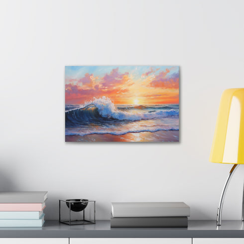 Ocean Glow at Dusk canvas - serene ocean scene at twilight.