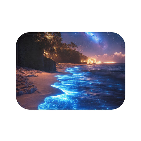 "Ocean Shimmer Bath Mat: Experience Tranquility"
