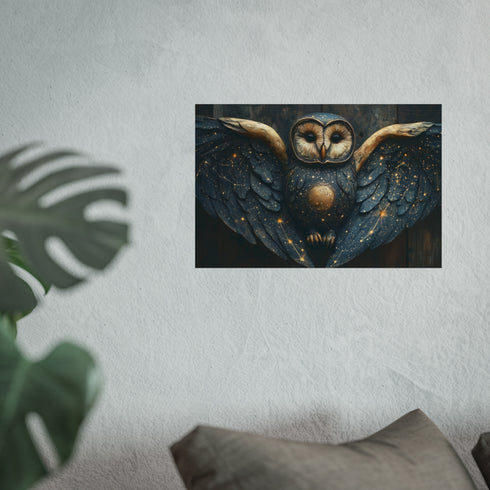 Owl Illustration with Constellation Wings