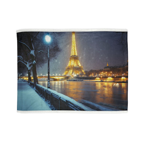 "Paris Snow Night Bedcover: Dreamy Elegance"