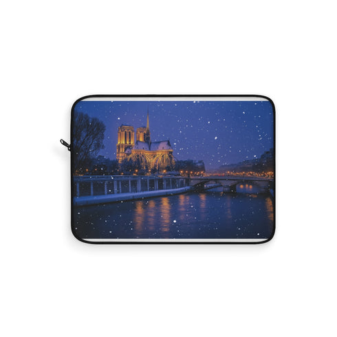 "Paris Snow Night Laptop Sleeve: Elegance in Every Detail"