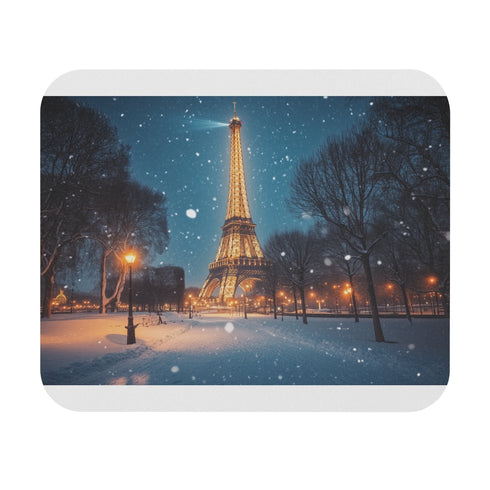 Paris Snow Night Mouse Pad A Magical Winter Scene!