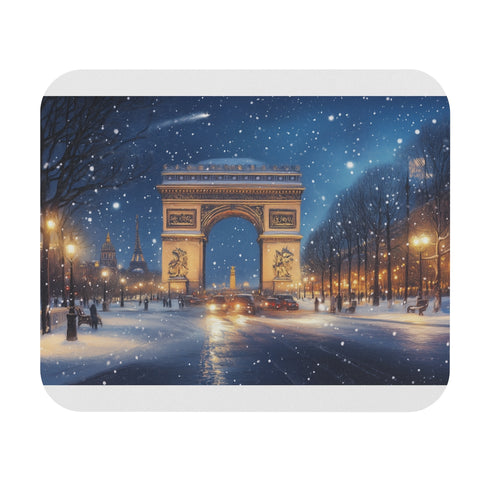 Paris Snow Night Mouse Pad