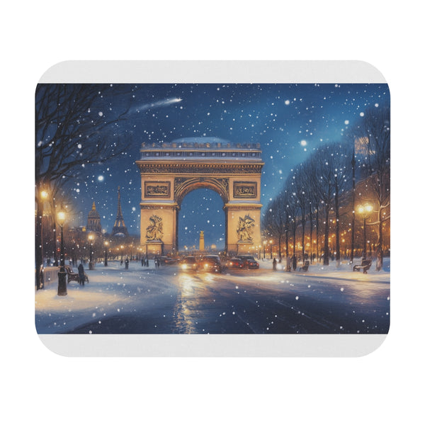 Paris Snow Night Mouse Pad