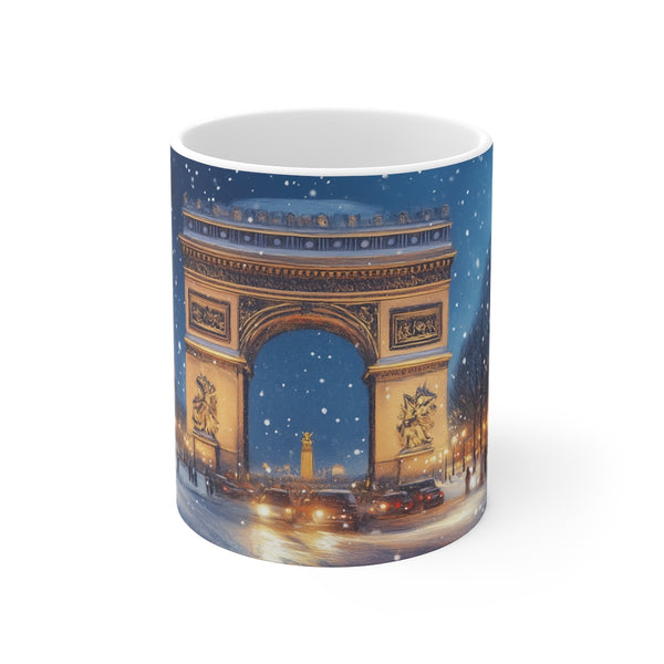 "Paris Snow Night Mug: Elegance in Every Sip"