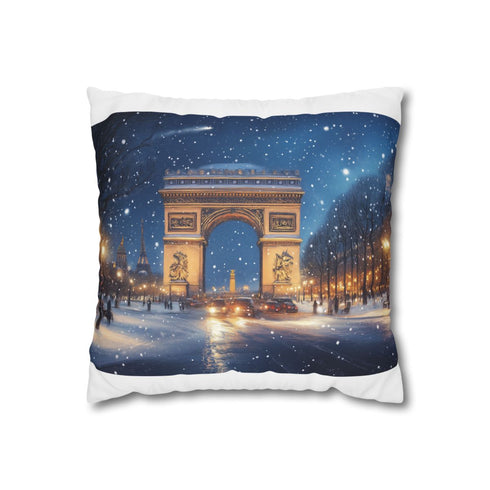 "Paris Snow Night Pillowcase: Dreamy Elegance"