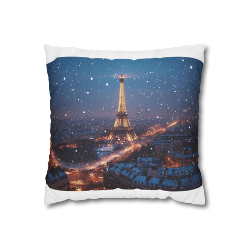 "Paris Snow Night Pillowcase: Elegance and Tranquility"