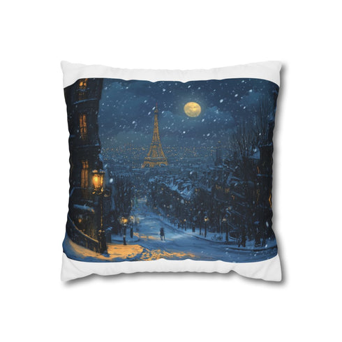 "Paris Snow Night Pillowcase: Sweet Dreams in the City of Lights"