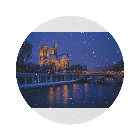 "Paris Snow Night Round Rug"