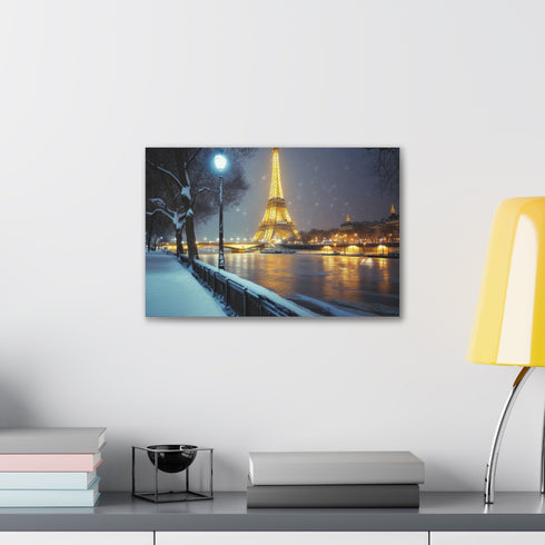 Paris Winter Wonderland Canvas Art Snow-covered City Scene Home Decor