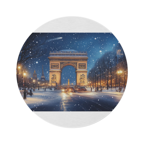 "Parisian Snow Night Round Rug"