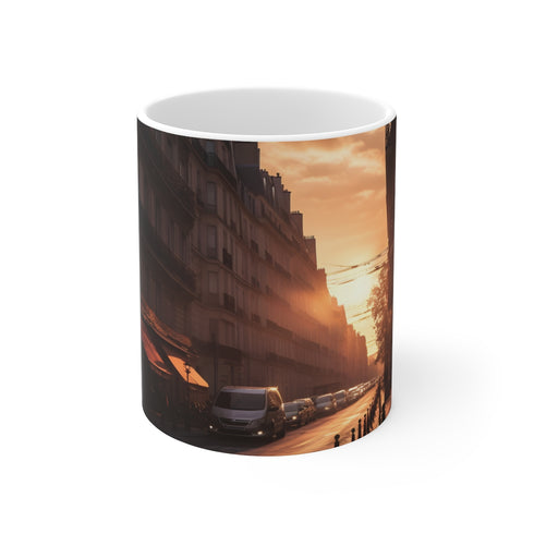 "Parisian Sunset Coffee Mug: Serene Streets"