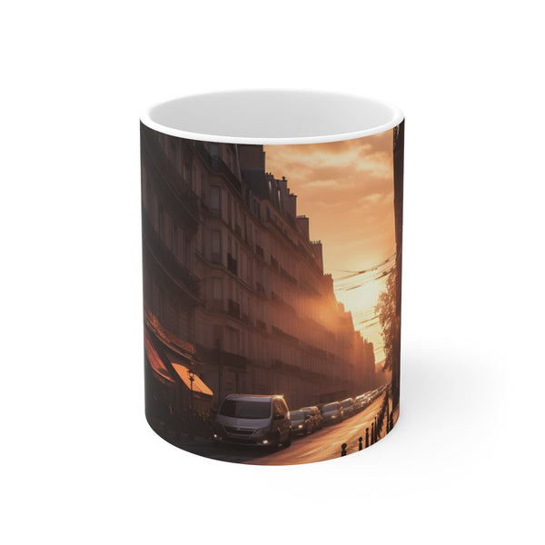 "Parisian Sunset Coffee Mug: Serene Streets"