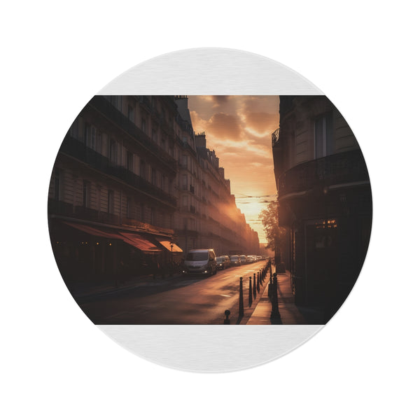 "Parisian Sunset Streets Round Rug"