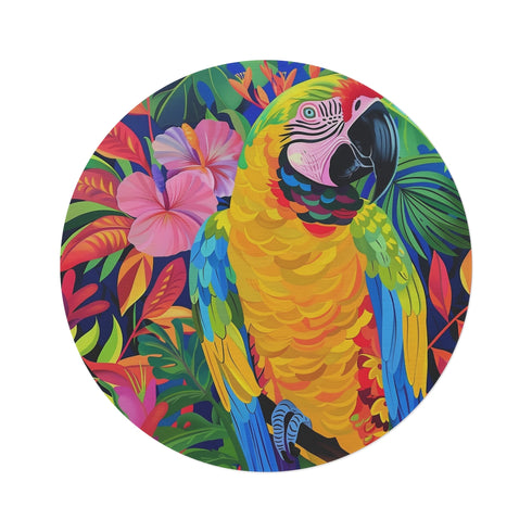 "Parrot Paradise Round Rug"
