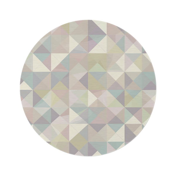 "Pastel Geometrics Round Rug: Chic & Colorful"
