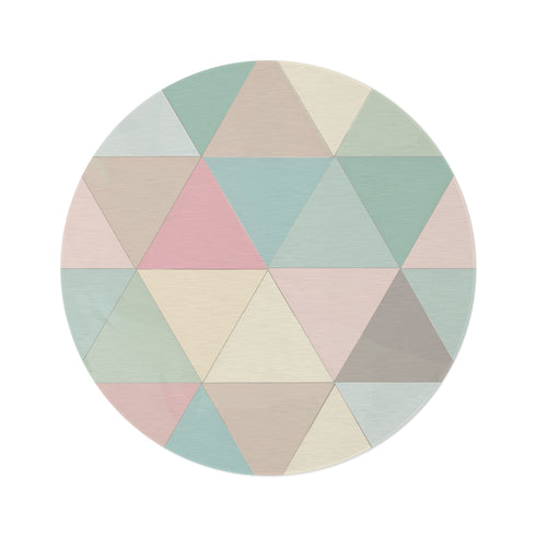 "Pastel Geometrics Round Rug: Stylish & Chic"
