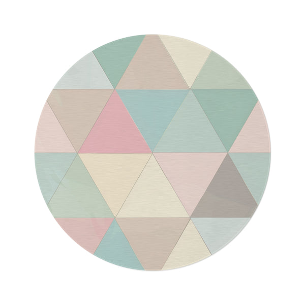 "Pastel Geometrics Round Rug: Stylish & Chic"