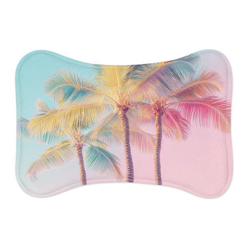 "Pastel Palms Pet Mat: Chic & Comfortable for Your Furry Friend!"