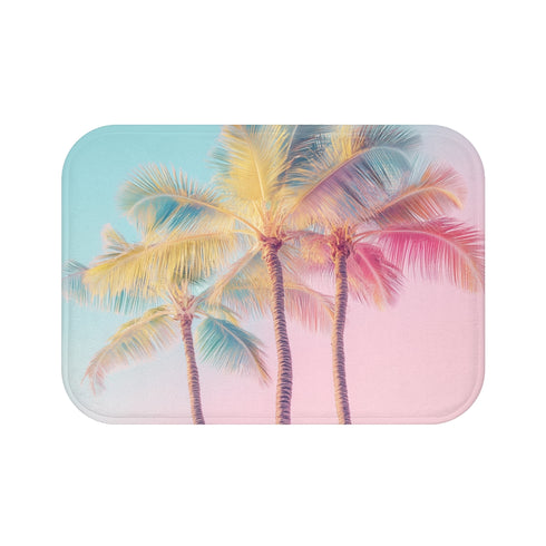 "Pastel Paradise Palm Bath Mat"