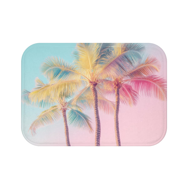 "Pastel Paradise Palm Bath Mat"