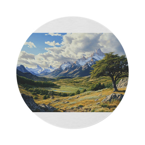 "Patagonia Adventure Round Rug: Explore the Wilds"