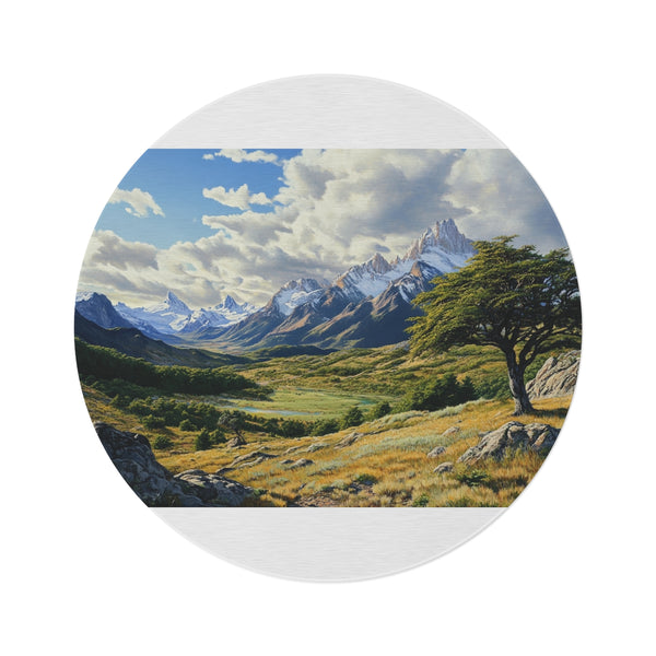"Patagonia Adventure Round Rug: Explore the Wilds"
