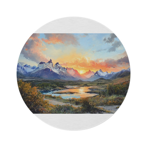 "Patagonian Wilderness Round Rug: Your Gateway to Adventure!"