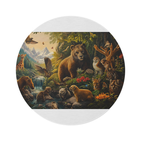 "Peaceful Animal Parade Rug"