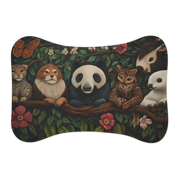 "Peaceful Pet Harmony Mat: Diverse Animals Unite"