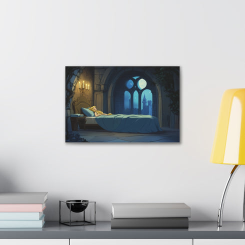 Tranquil sleeping canvas art for calming home decor.