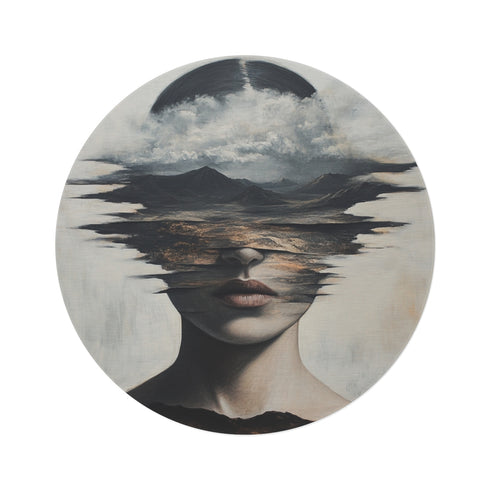 "Perootz Round Rug: Embrace Empty Awareness"