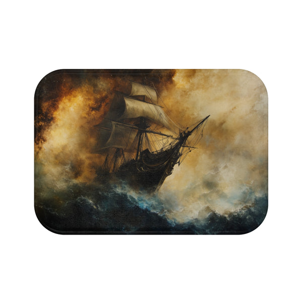 "Phantom Pirate Ship Nebula Bath Mat"