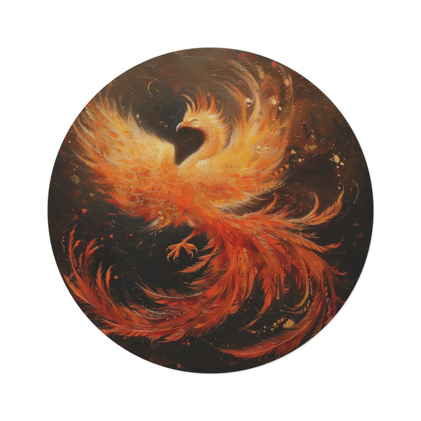 "Phoenix Flame Round Rug: Mystical"