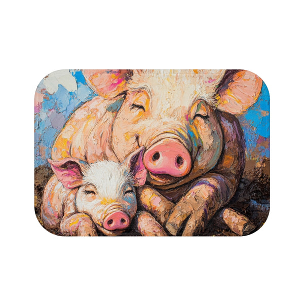 "Pig Family Paradise Bath Mat"
