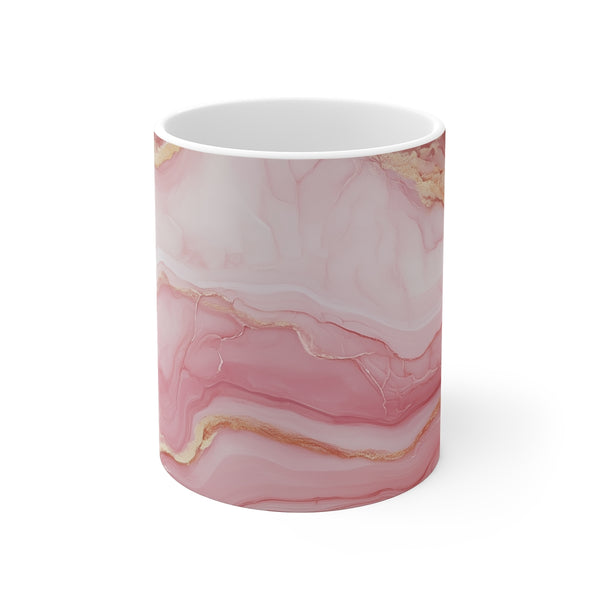 "Pink Marble Wave Mug: Stylish & Chic"