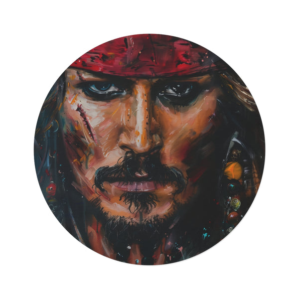 "Pirate's Paradise Round Rug: Jack Sparrow Painting"