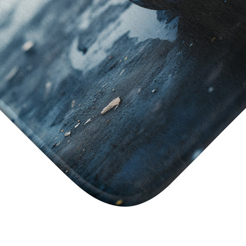 Planet Earth Crying Tears of Pollution Luxury Memory Foam Bath Mat - Microfibre Texture Close-Up