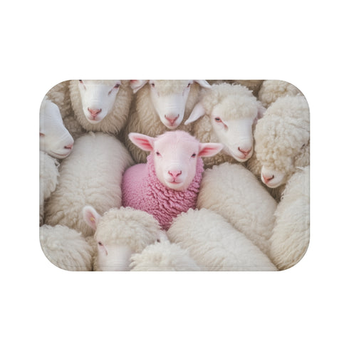 "Plush Pastel Lamb Bath Mat"