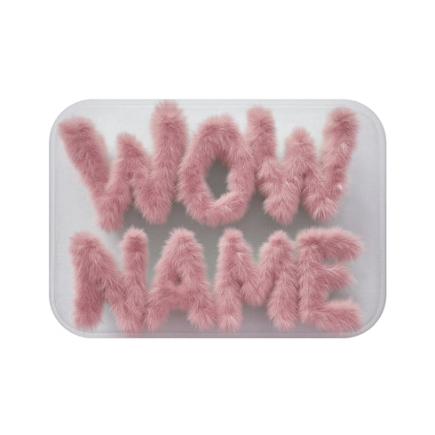 "Plush Pink Lettering Bath Mat"