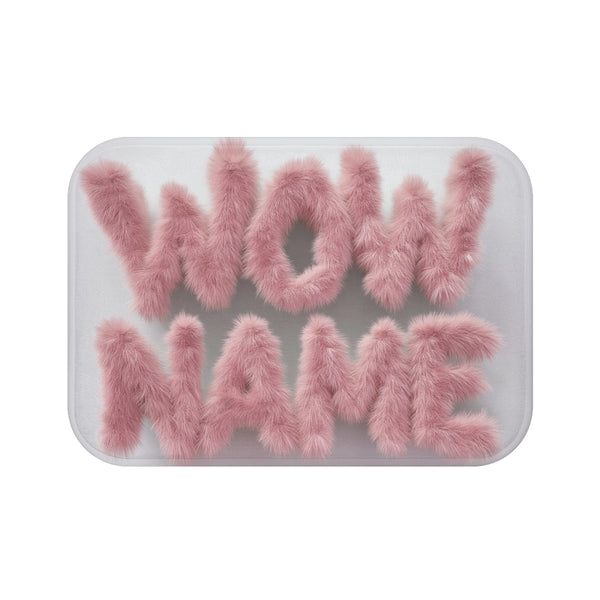 "Plush Pink Lettering Bath Mat"